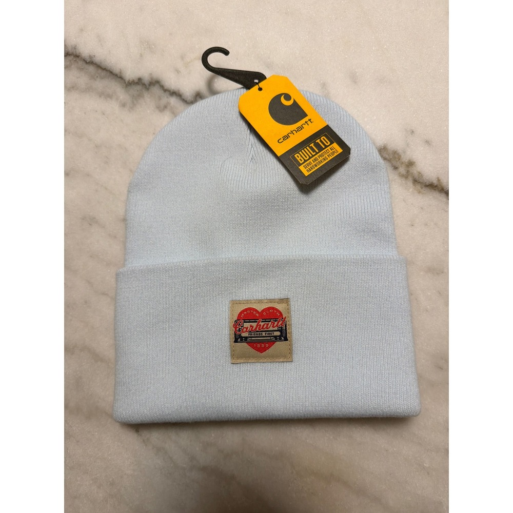 Carhartt Knit Heart Patch Beanie Light Blue Friends First Hat AH7409-W NEW